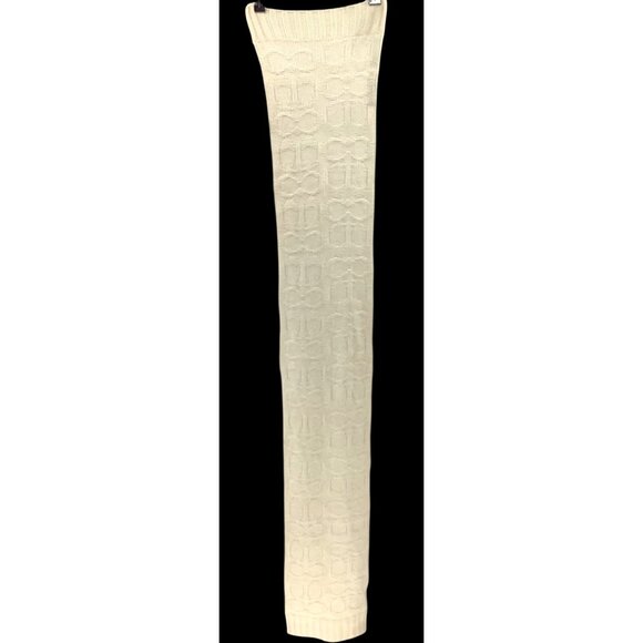 Coach Womens Ivory Cable Knit Wool & Angora Scarf With Signature Logo Pattern - Picture 3 of 5